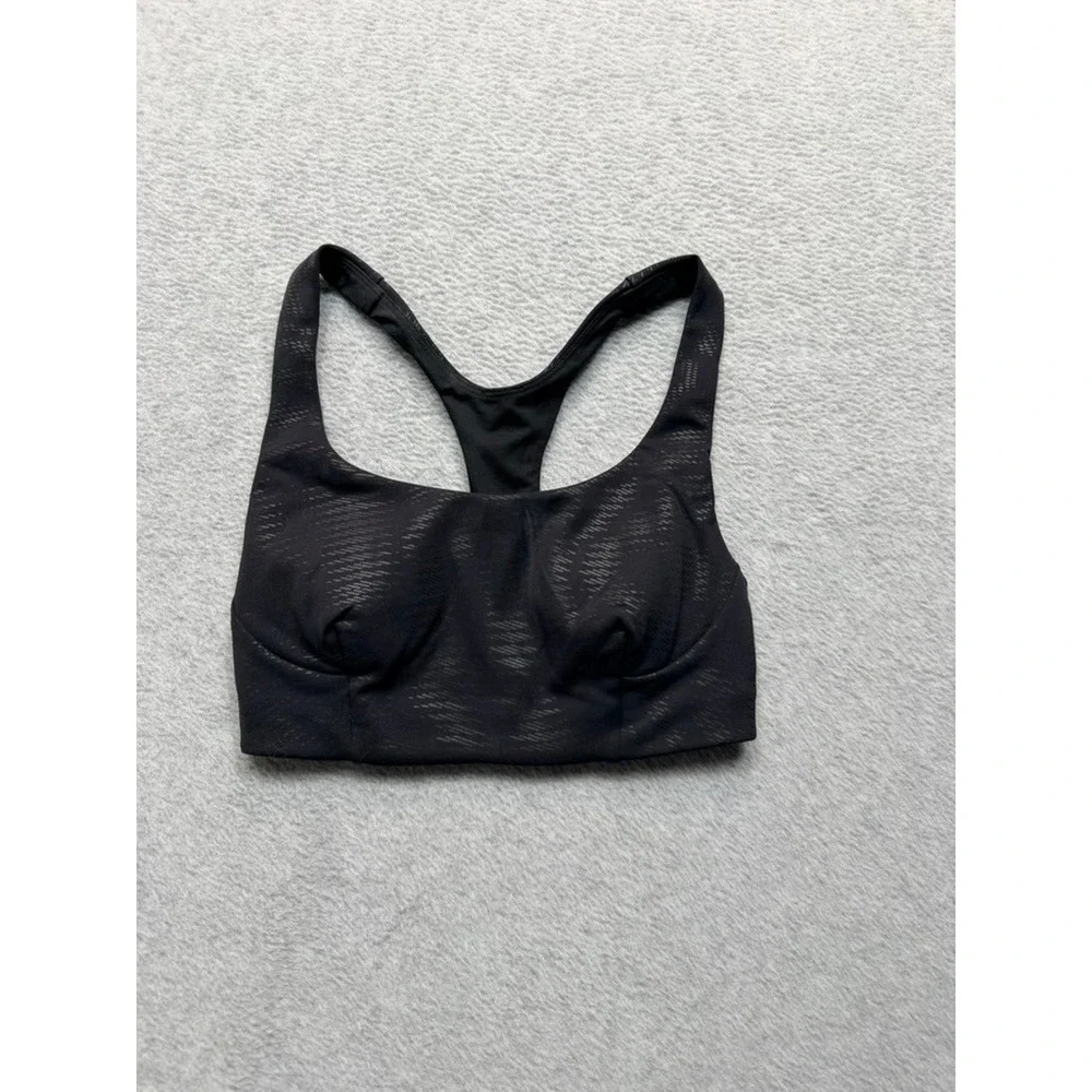 Lululemon Black Jacquard Racerback Sports Bra Medium Impact Activewear Womens